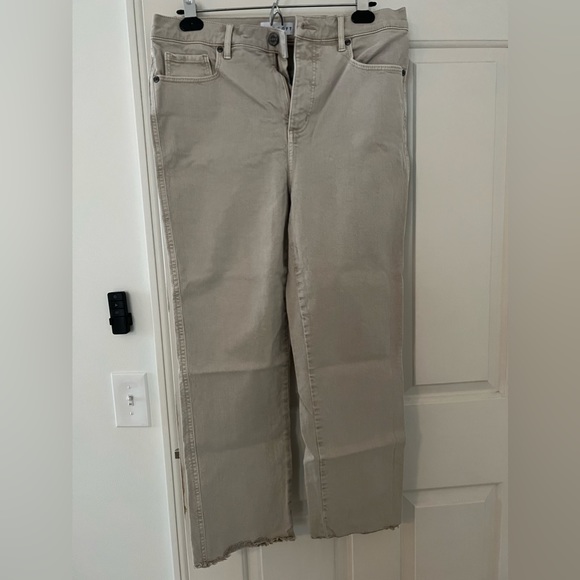 LOFT Jeans High Waist Straight Raw Edge (light tan) Size 28/6 - Picture 2 of 3